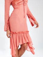 Fiorella Rosy Mauve Satin Rayon Midi Dress Archive Sale