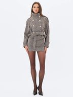 Sandra Brown White Herringbone Mini Skirt