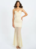 Zayne Butter Yellow Ruch Breast Chiffon Mermaid Maxi Dress