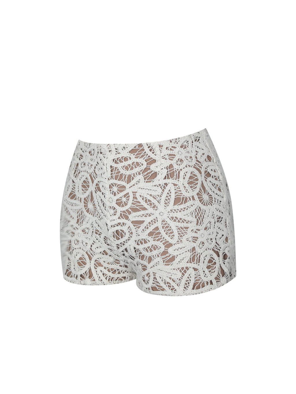 Rosanne Cream Cotton Crochet Shorts