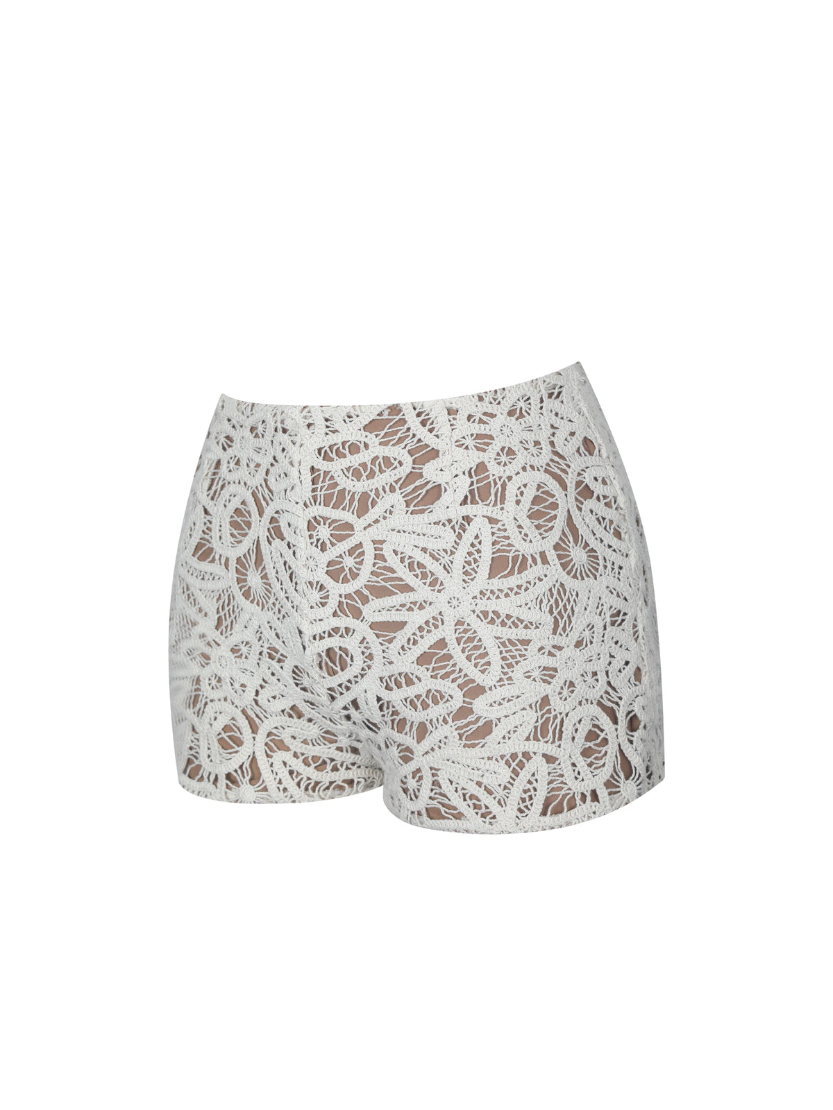 Rosanne Cream Cotton Crochet Shorts