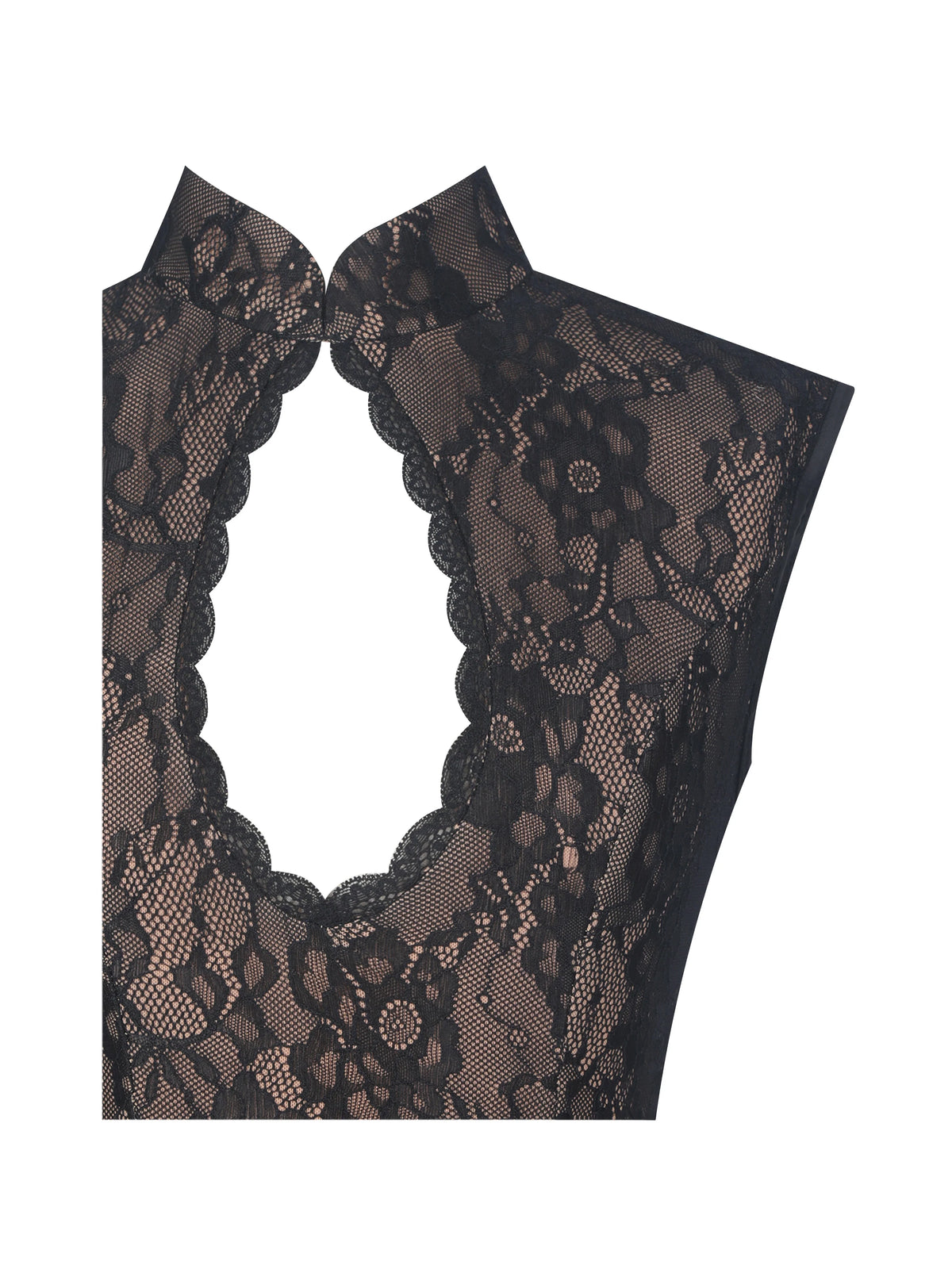 Valerie Black Lace Keyhole Ruched Mini Dress