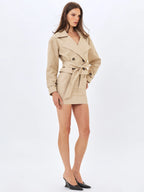 Zuli Tan Cotton Gabardine Mini Skirt