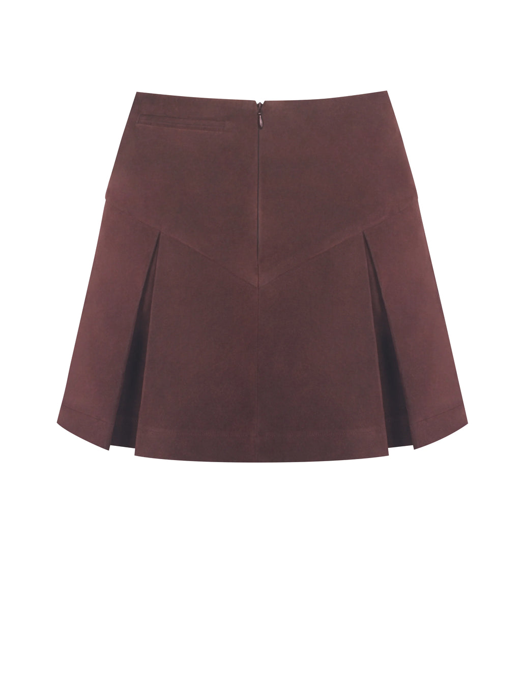 Faryn Mahogany Vegan Suede Pleated A Line Mini Skirt