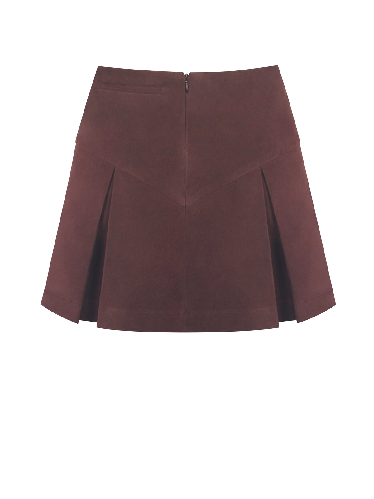 Faryn Mahogany Vegan Suede Pleated A Line Mini Skirt