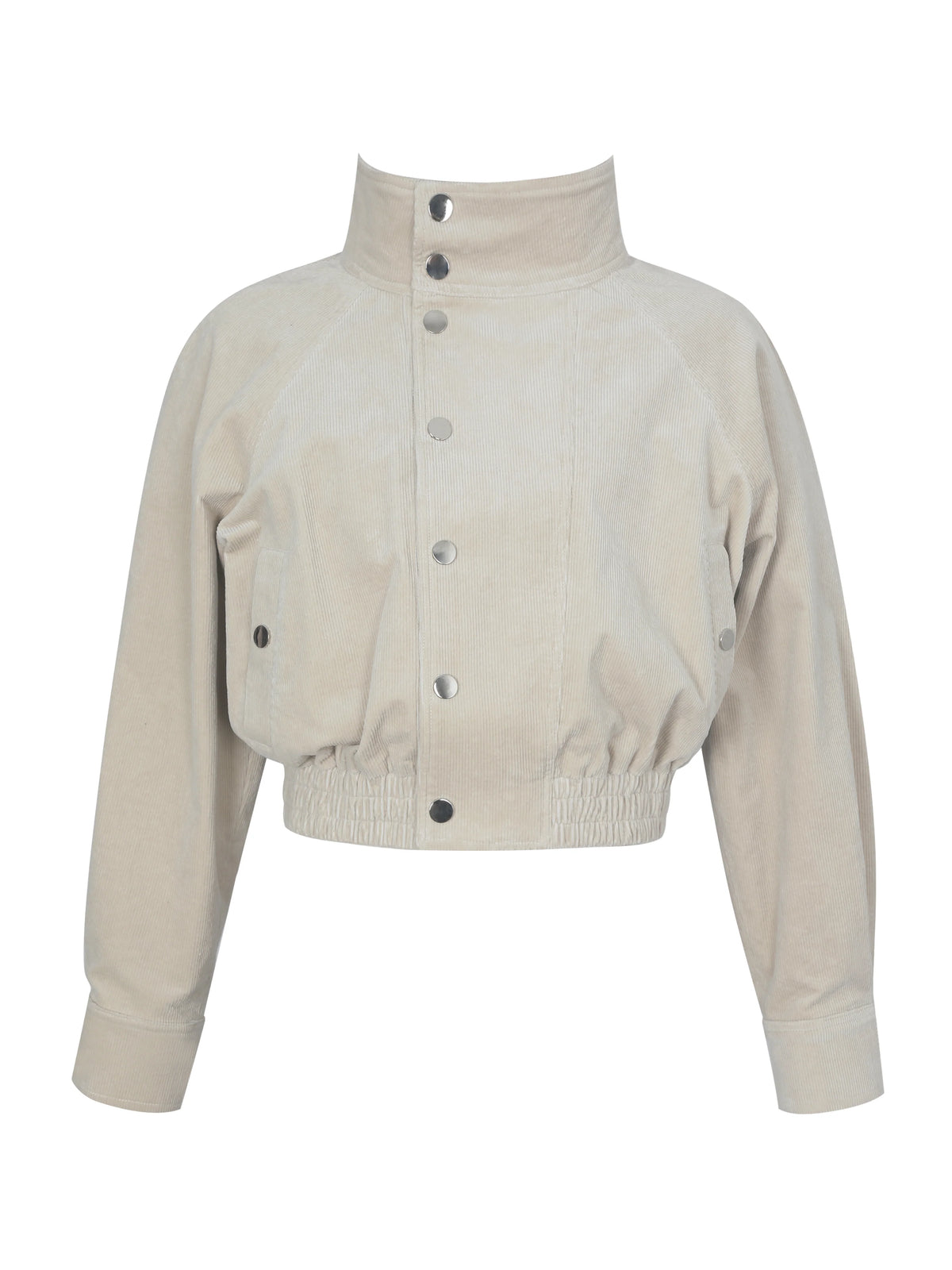 Romilly Beige Cotton Corduroy Funnel Collar Jacket
