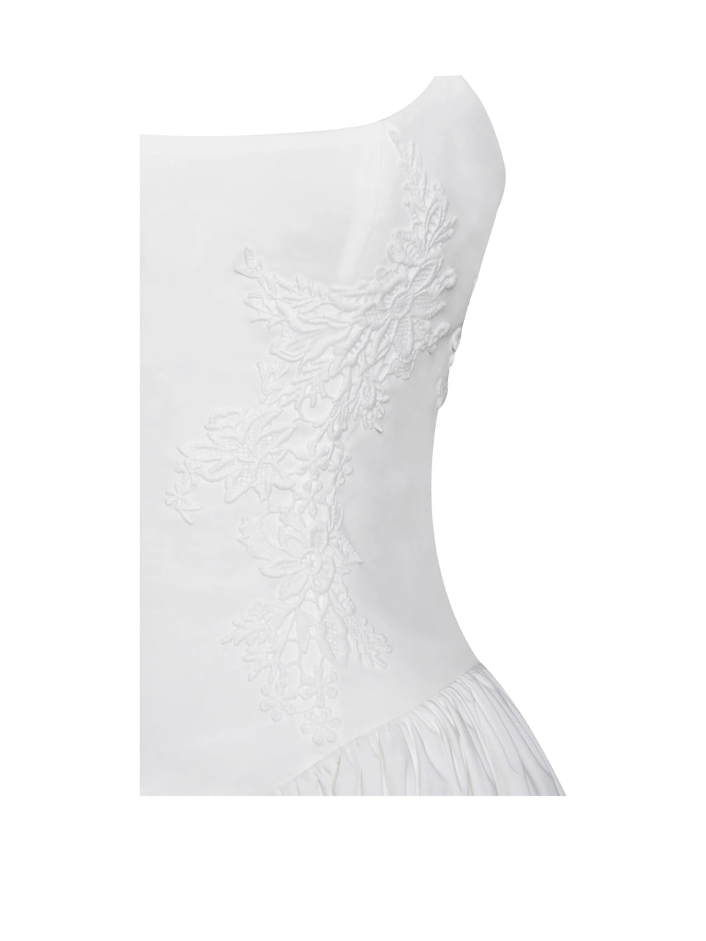 Kadi White Cotton Poplin Drop Waist Corset Mini Dress
