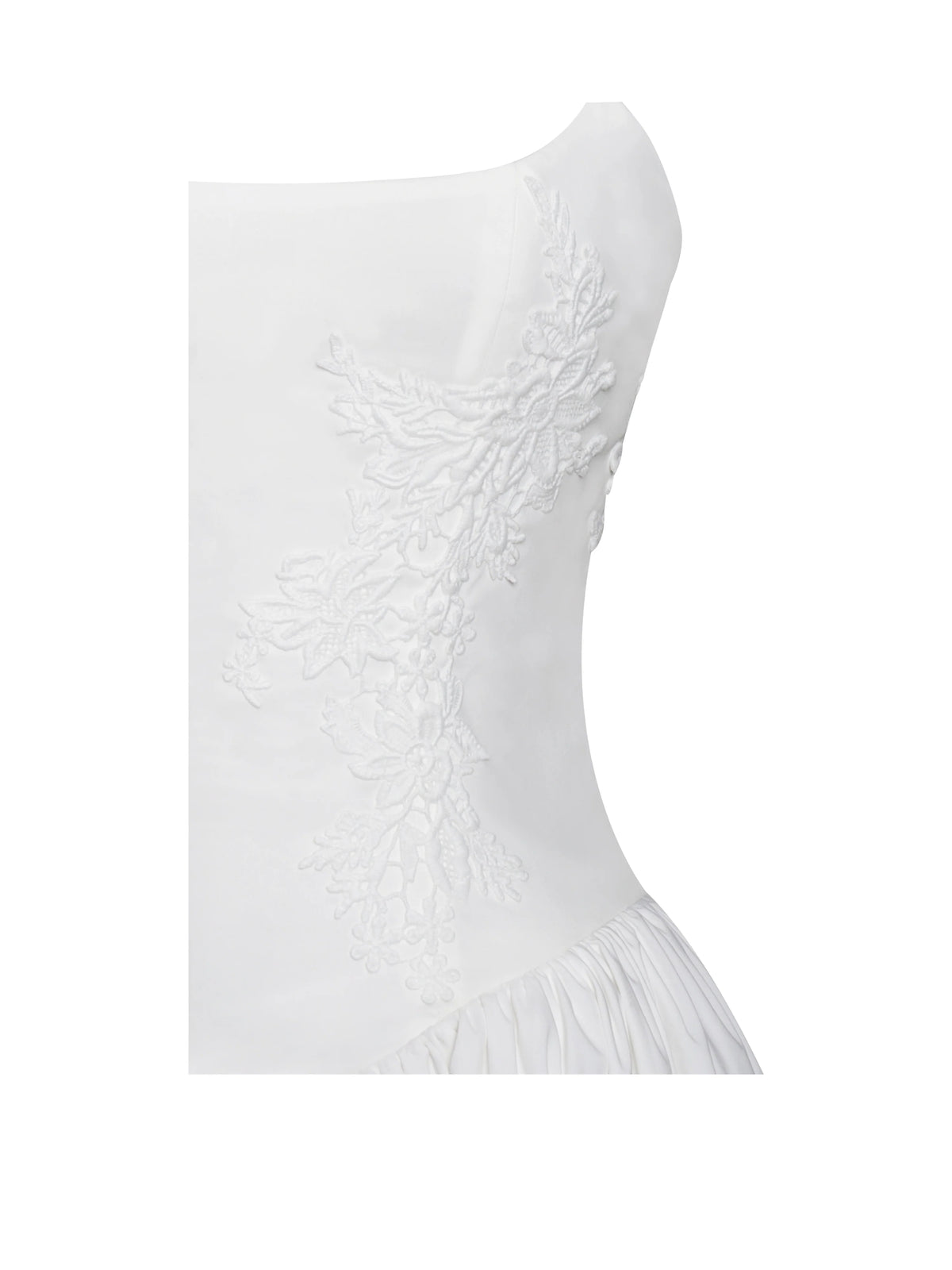 Kadi White Cotton Poplin Drop Waist Corset Mini Dress