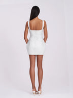 Tais Pearl Beaded Cocoon Shape Sleeveless Mini Dress