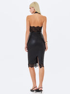 Fiera Black Plunging Halter Belted Midi Dress