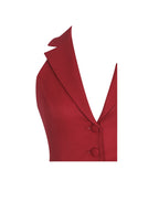 Ursella Crimson Halter Single Breasted Lapel Top
