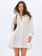 Nanette White Lyocell Poplin Shirt Mini Dress