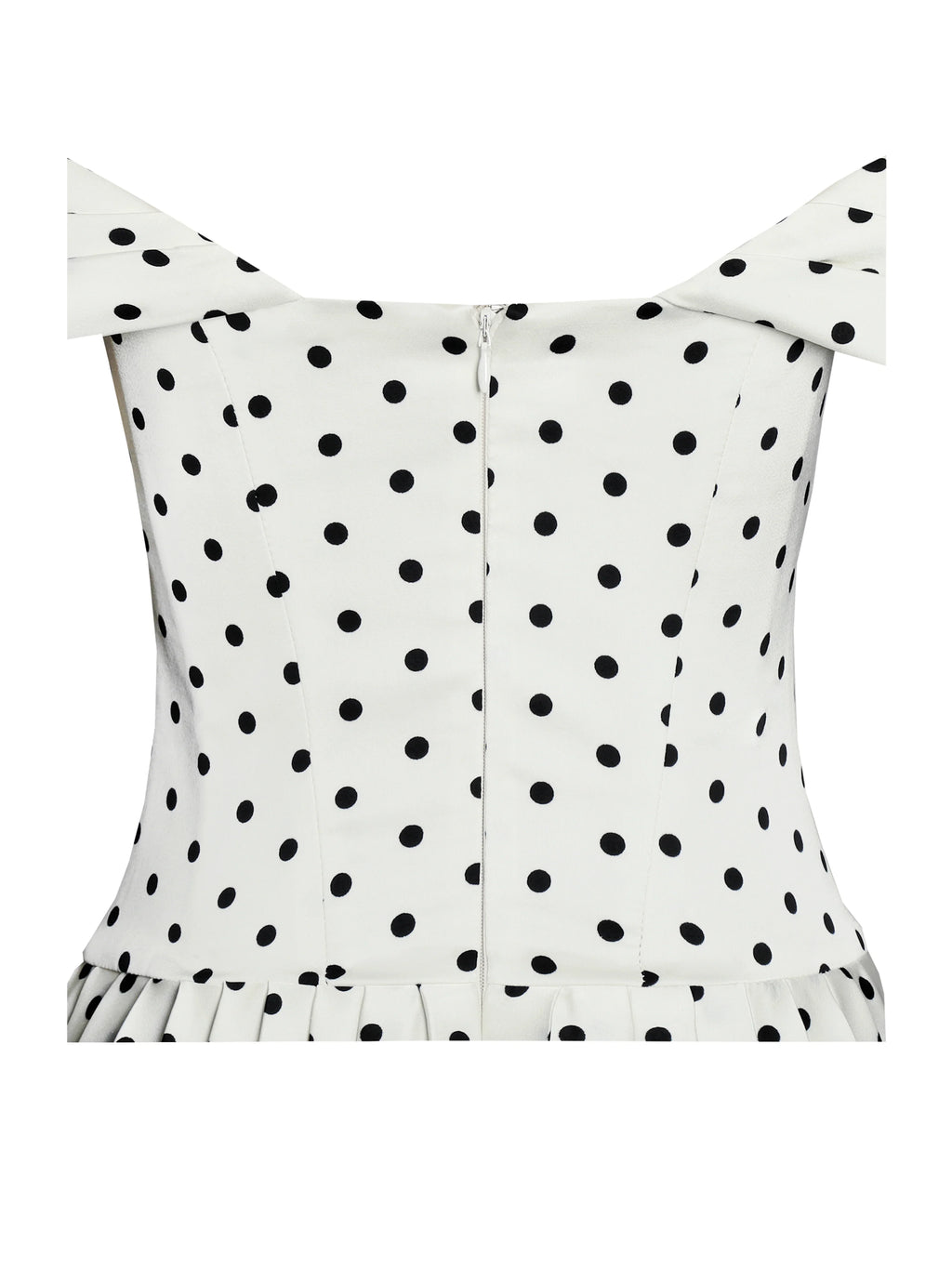 Edeline Polka Dot Off shoulder Pleated Mini Dress