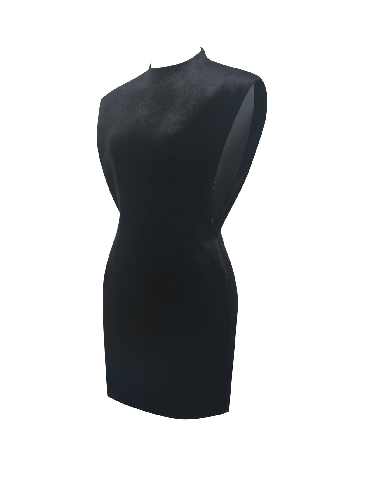 Vienna Black Velvet Mock Neck Mini Dress
