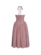 Susanna Red Cotton Gingham Drop Waist Midi Dress