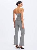 Ulla Micro Houndstooth Strapless Peplum Top