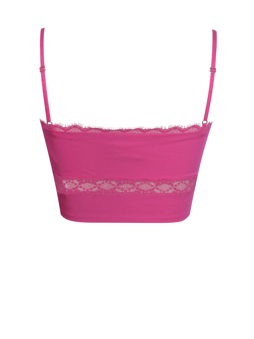 Maya Fuchsia Cotton Poplin Top With Lace Trim