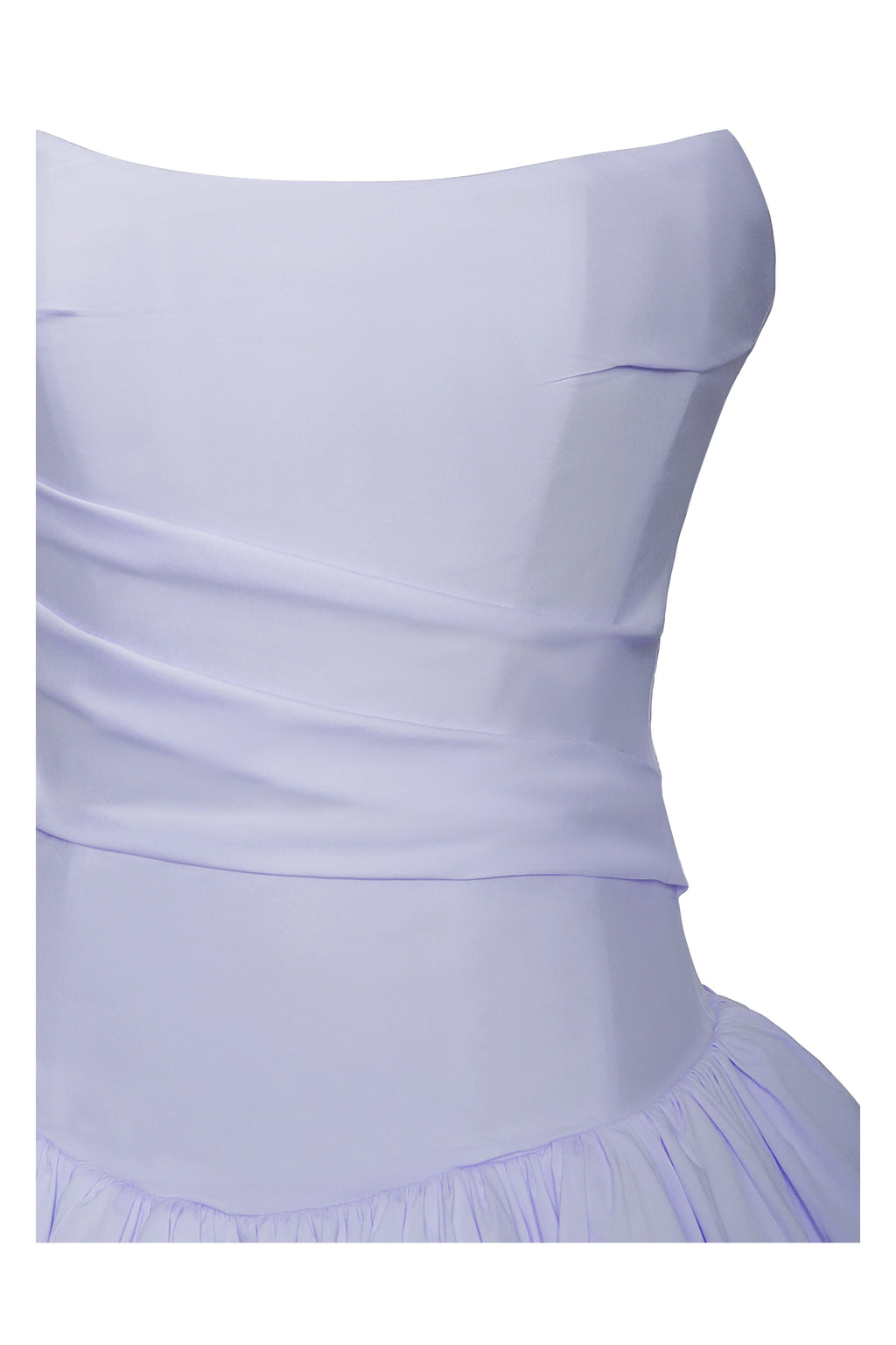 Oletta Blue Cotton Poplin Corset Strapless Bubble Hem Mini Dress