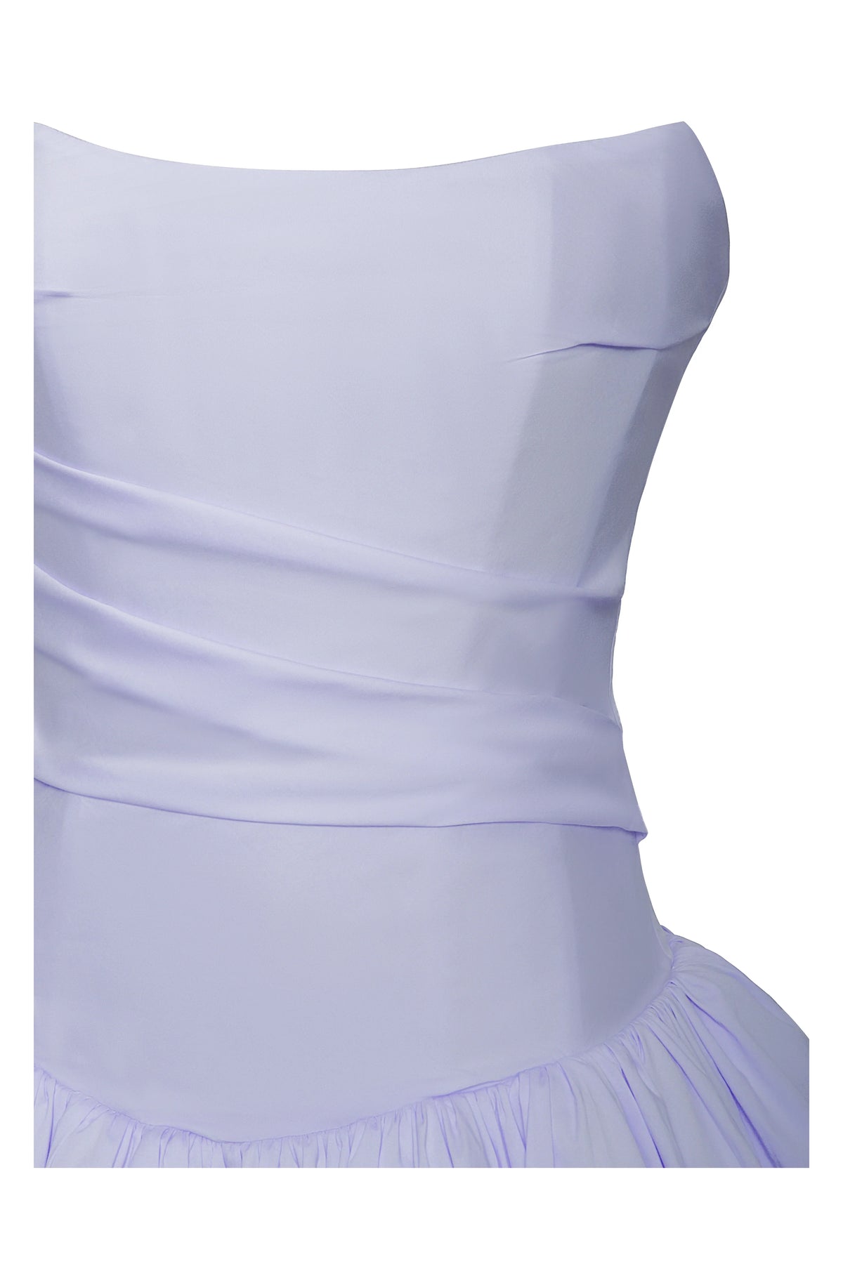 Oletta Blue Cotton Poplin Corset Strapless Bubble Hem Mini Dress