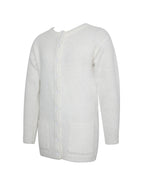 Orla White Wool Blend Ribbed Knit Cardigan