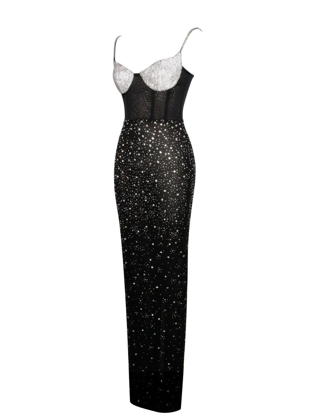 Jimena Crystal Embellished Back Slit Maxi Dress Archive Sale
