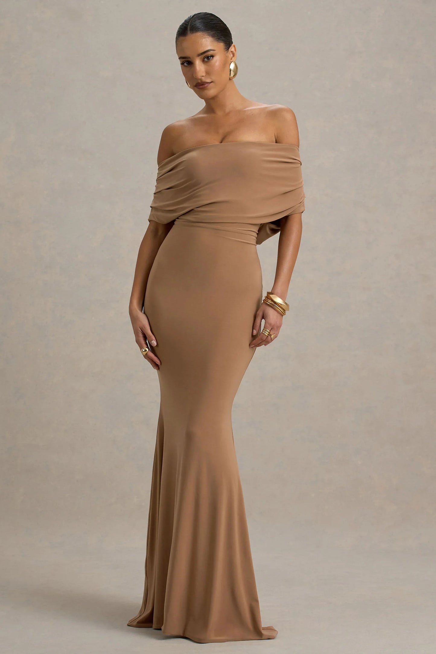 Bowden Mocha Bardot Maxi Dress