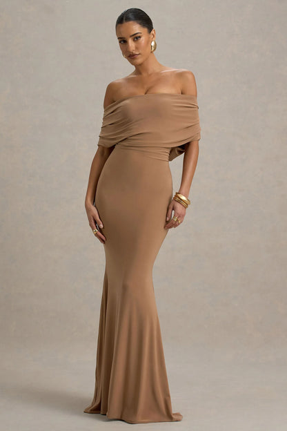 Bowden Mocha Bardot Maxi Dress