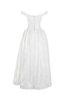 Tinsley White Jacquard Bardot Wedding Gown