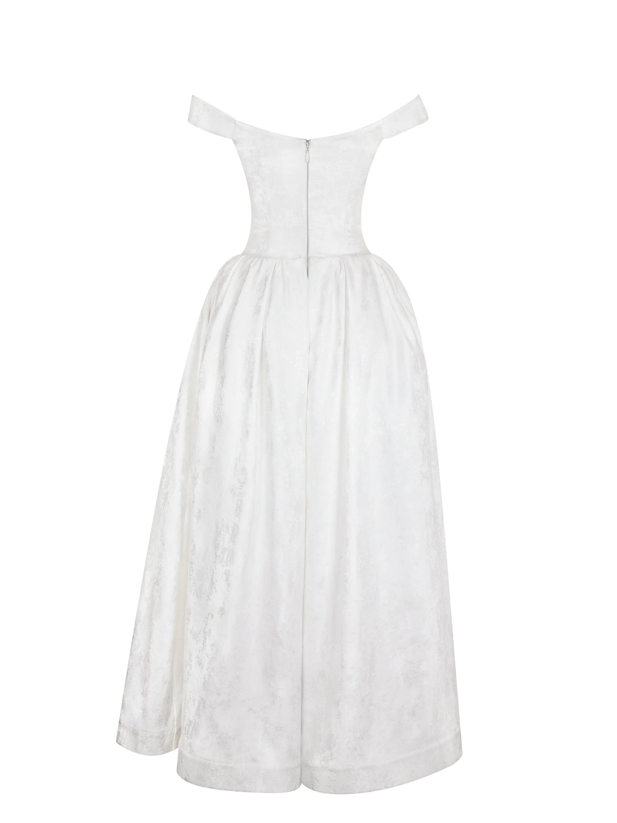 Tinsley White Jacquard Bardot Wedding Gown