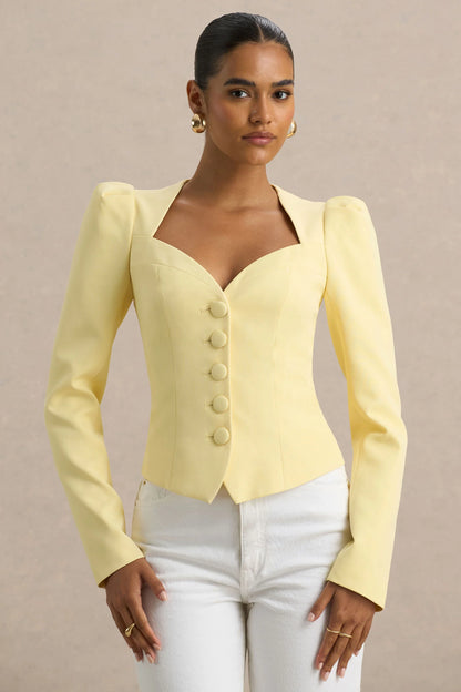 Olympia Lemon Sweetheart Neck Tailored Top