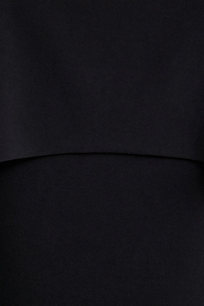 Kalani Black Crew Neck Midi Dress With Cape Sleeves