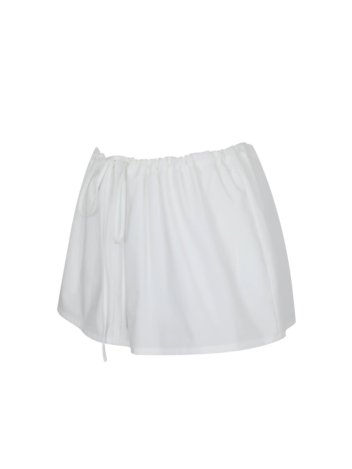 Wavie White Cotton Poplin Adjustable Tie Skort