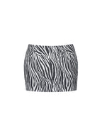 Petrine Zebra Linen Print Low Waisted Mini Skirt