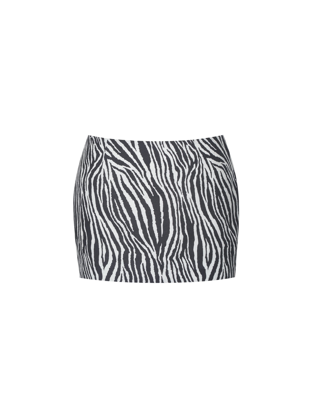 Petrine Zebra Linen Print Low Waisted Mini Skirt