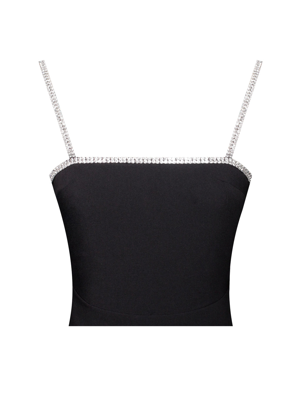 Flore Black Crystal Straps Backless Gown With Bow