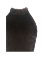 Xeriah Espresso Faux Mink Fur Backless Halter Top
