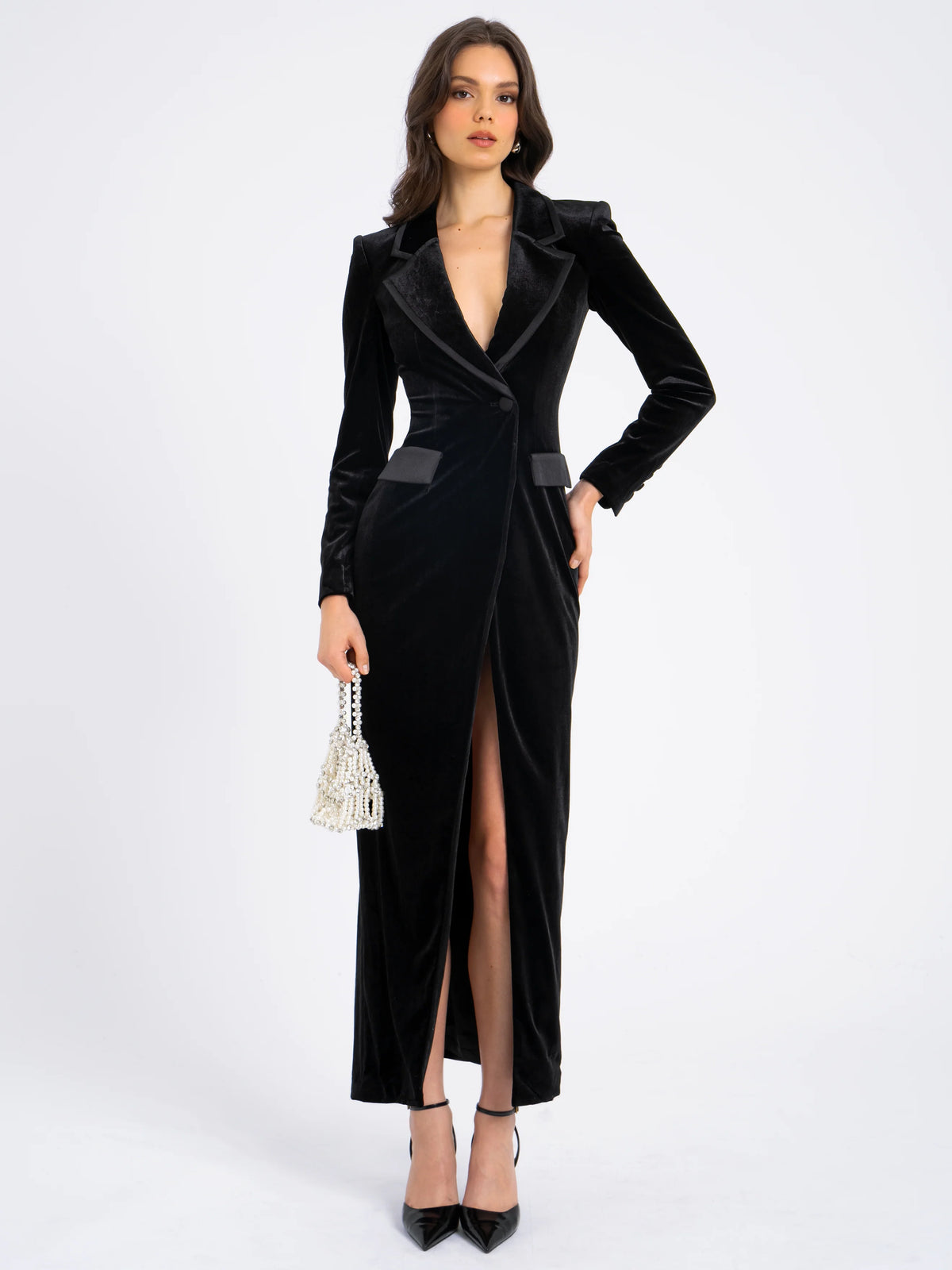 Willow Velvet High Slit Blazer Gown Archive Sale