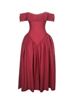 Xavy Crimson Off Shoulder Corset Midi Dress