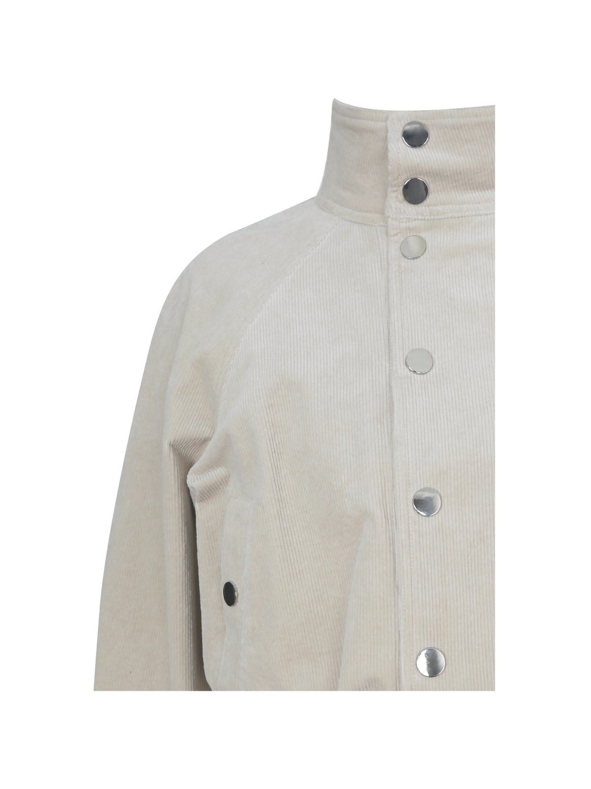 Romilly Beige Cotton Corduroy Funnel Collar Jacket