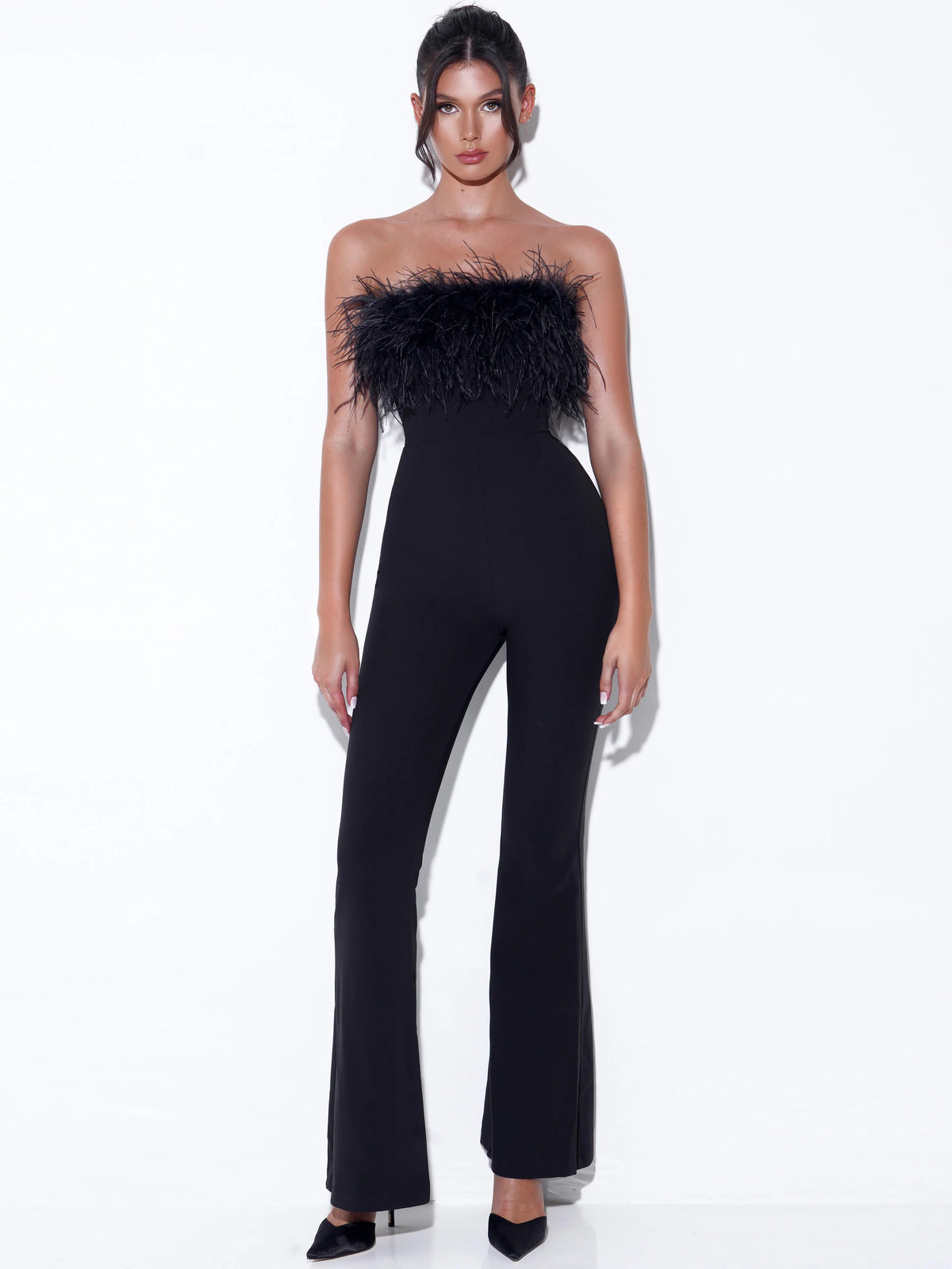 Kylan Black Feather Jumpsuit Archive Sale