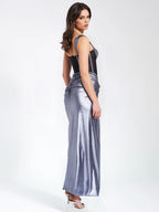 Odessa Silver Metallic Corset Maxi Dress Archive Sale