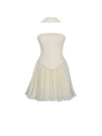 Valentina Butter Yellow Boned Curve Edge Peplum Mini Dress