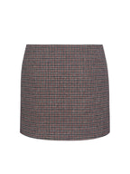 Victoria Burgundy Micro Houndstooth Mini Skirt