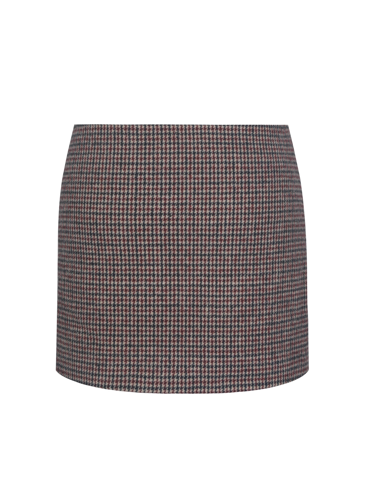 Victoria Burgundy Micro Houndstooth Mini Skirt