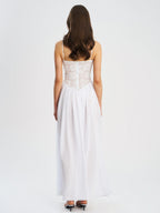 Ucille White Embroidered Chiffon Maxi Dress Archive Sale