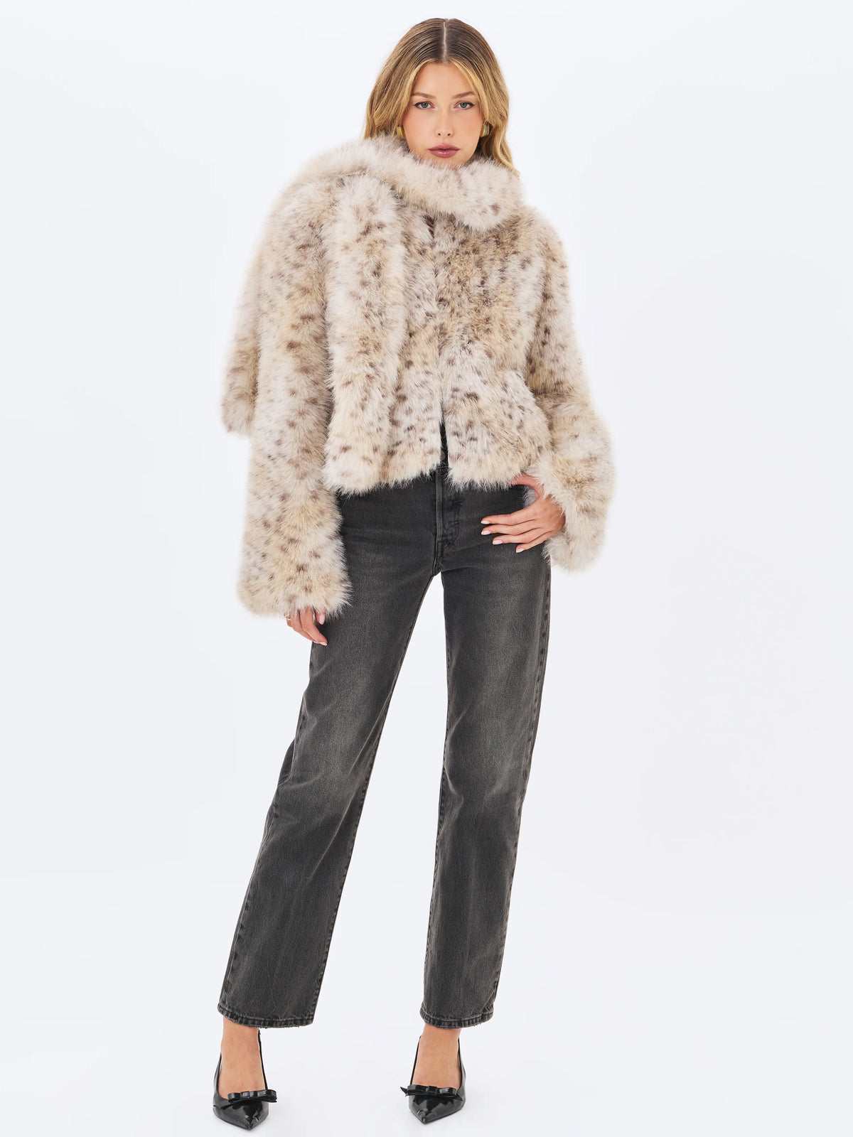 Margot Faux Cheetah Fur Jacket with Pockets