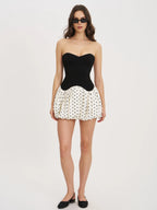 Dahliana Polka Dot Bubble Hem Corset Mini Dress Archive Sale