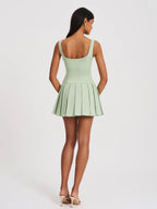 Tala Pistachio Green Sleeveless Pleated Preppy Mini Dress Archive Sale