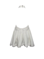 Idalia Pearl White Beaded Lace Trim Backless Halter Mini Dress