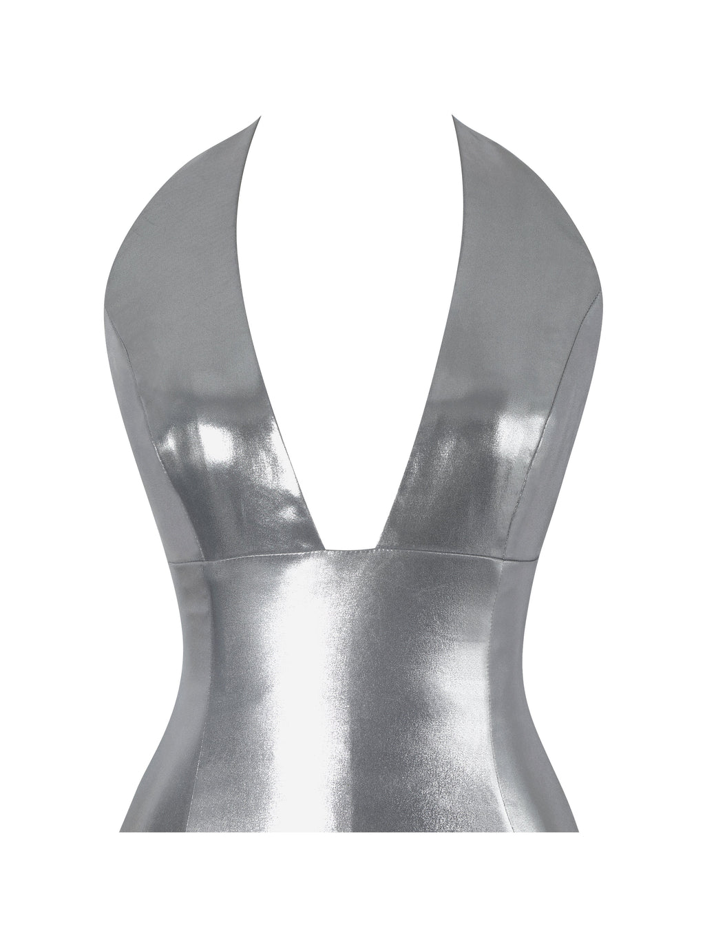 Valeska Silver Foil Plunging Sheath Maxi Dress